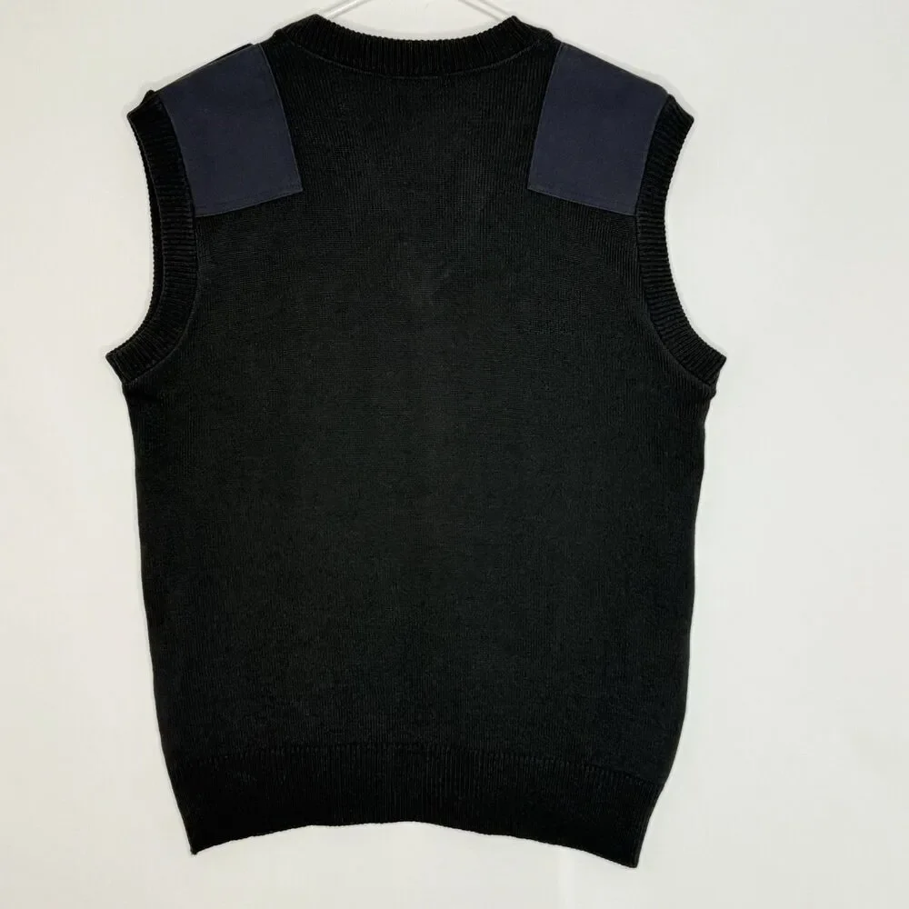 Sweater Vest Uniform Black With Blue Knit Size L VF Imagewear